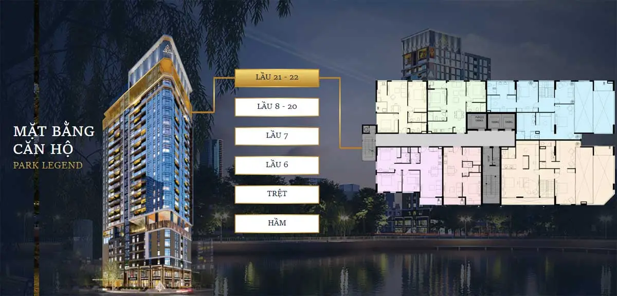 PARK LEGEND HOÀNG VĂN THỤ 27 Mặt bằng tầng 21 - 22 Dự án Căn hộ Park Legend Hoàng Văn Thụ Tân Bình