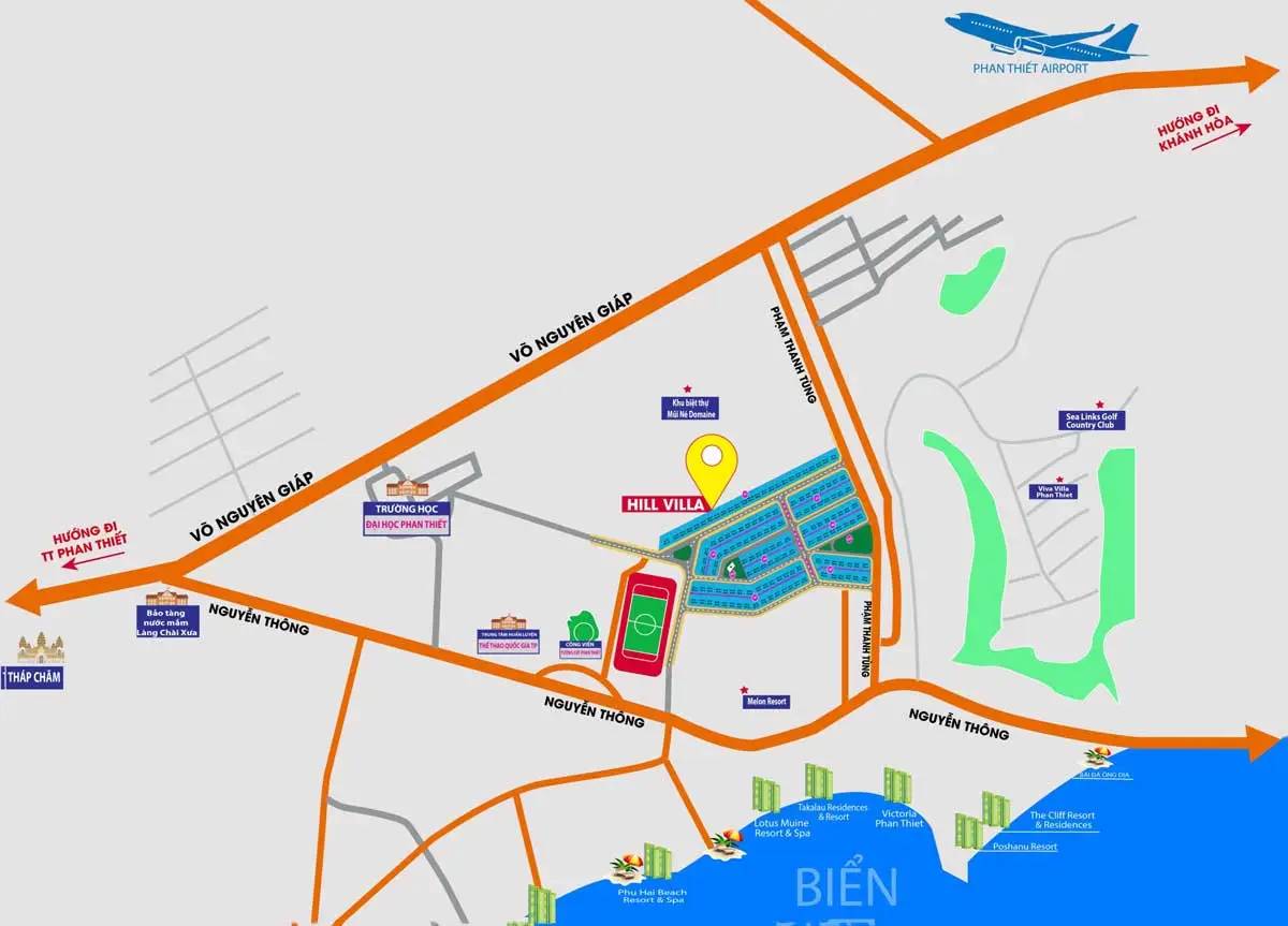 Hill Villas 4 Vị trí liên kết vùng Dự án Hill Villas Mũi Né Phan Thiết