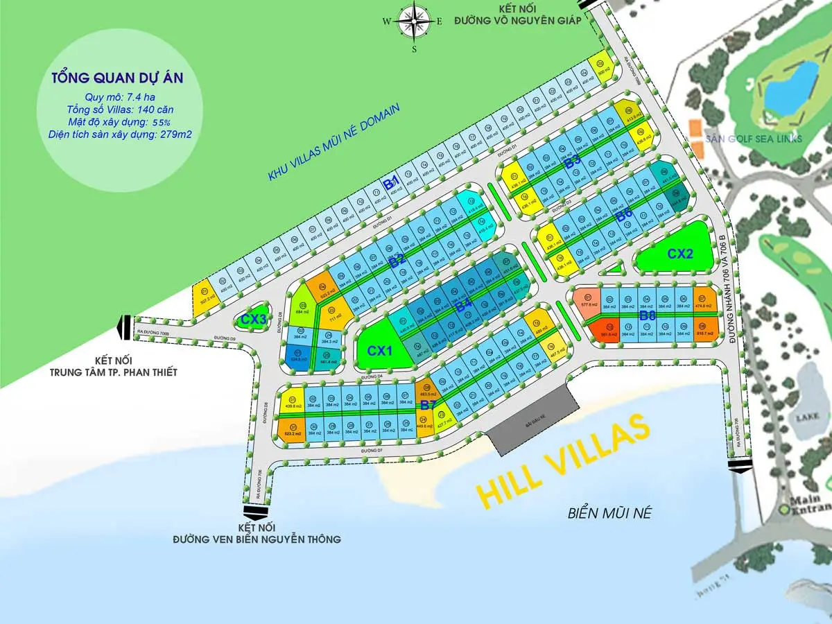 Hill Villas 7 Mặt bằng Phân lô Dự án Biệt thự Hill Villas Mũi Né Phan Thiết