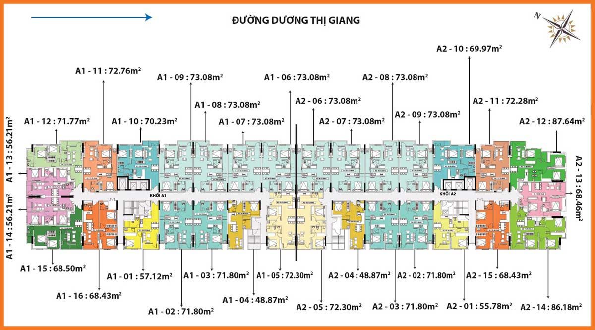 Mặt bằng tầng Block A1-A2 Depot Metro Tower Tham Lương