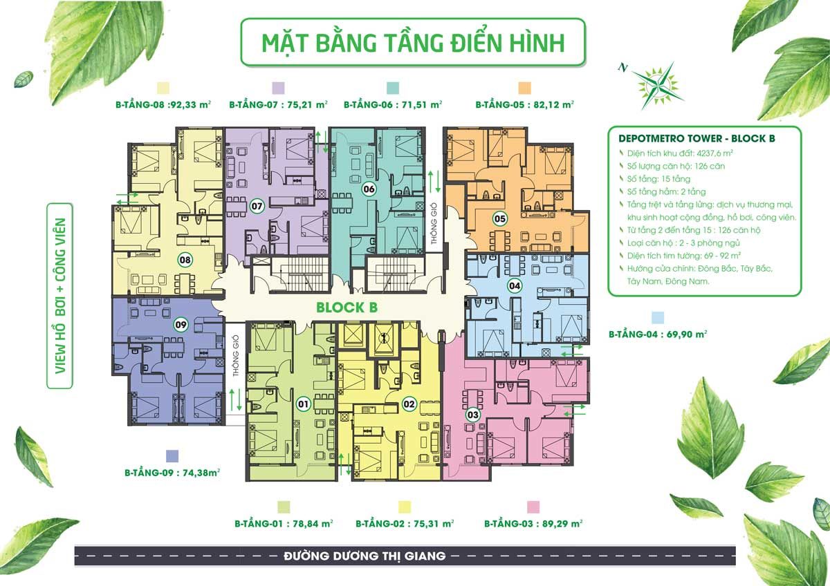 Mặt bằng tầng Block B Depot Metro Tower Tham Lương