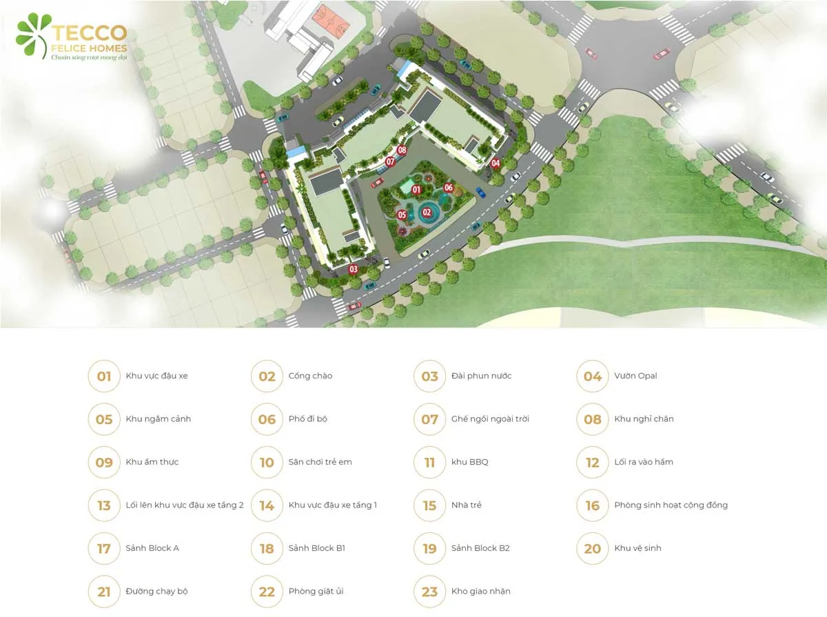 Tecco Felice Homes 7 Hệ thống tiện ích nội khu Dự án Căn hộ Chung cư Tecco Felice Homes Thuận An Bình Dương