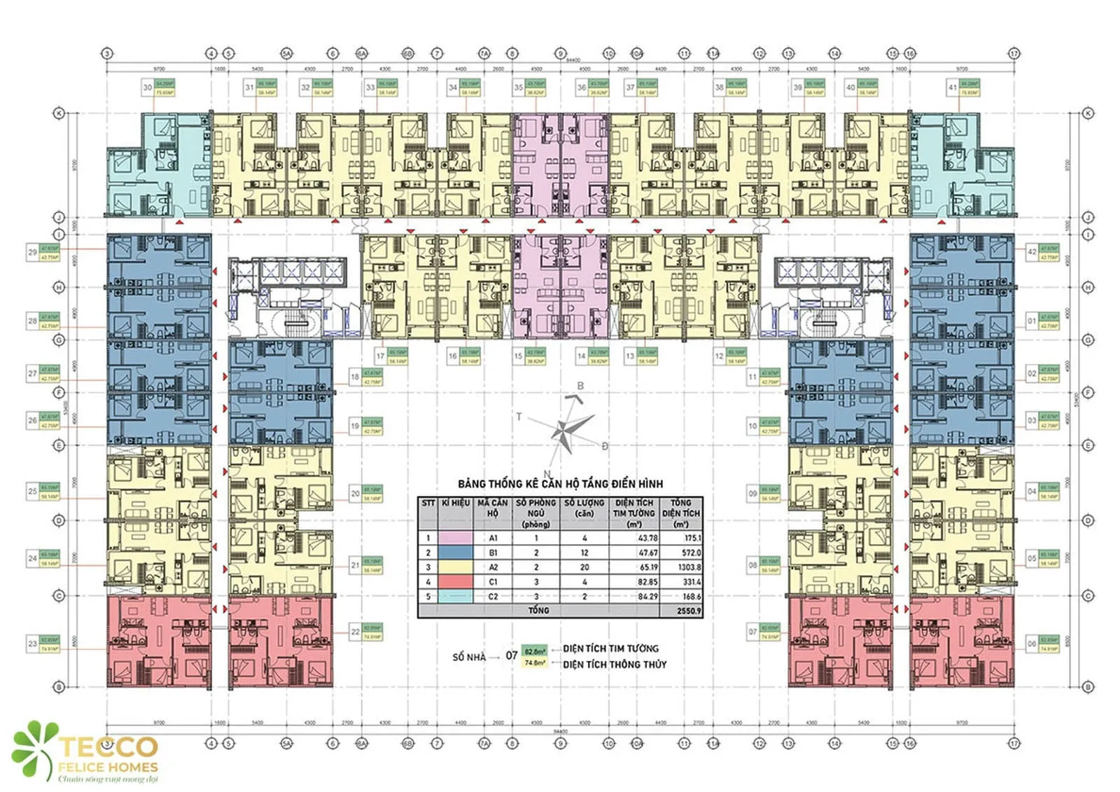Tecco Felice Homes 13 Mặt bằng tầng Dự án Căn hộ Chung cư Tecco Felice Homes Thuận An Bình Dương