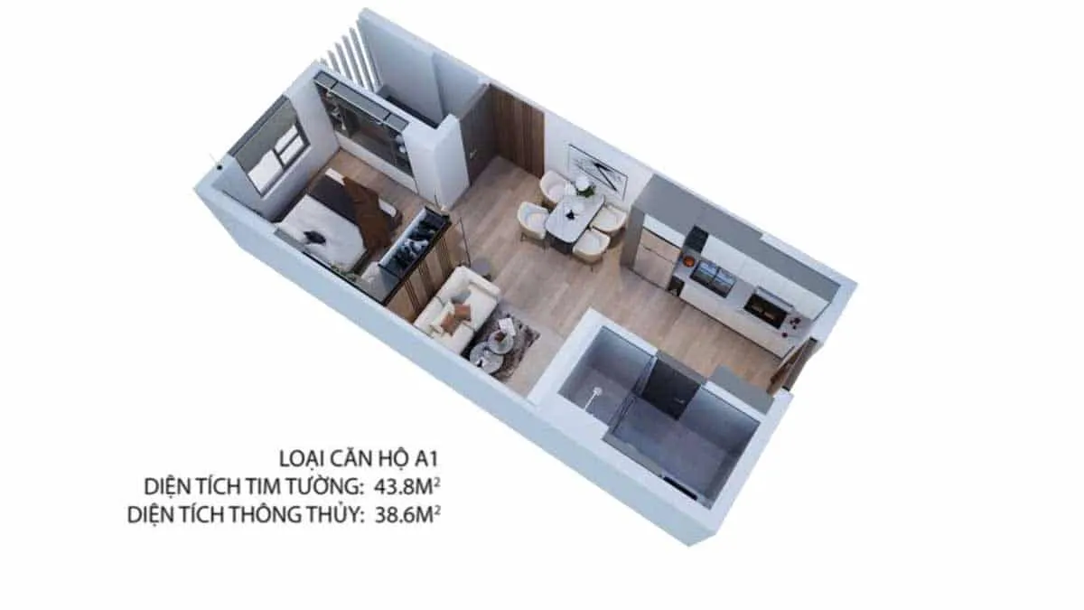 Căn 1PN 43.8m2 Căn 1PN 43.8m2