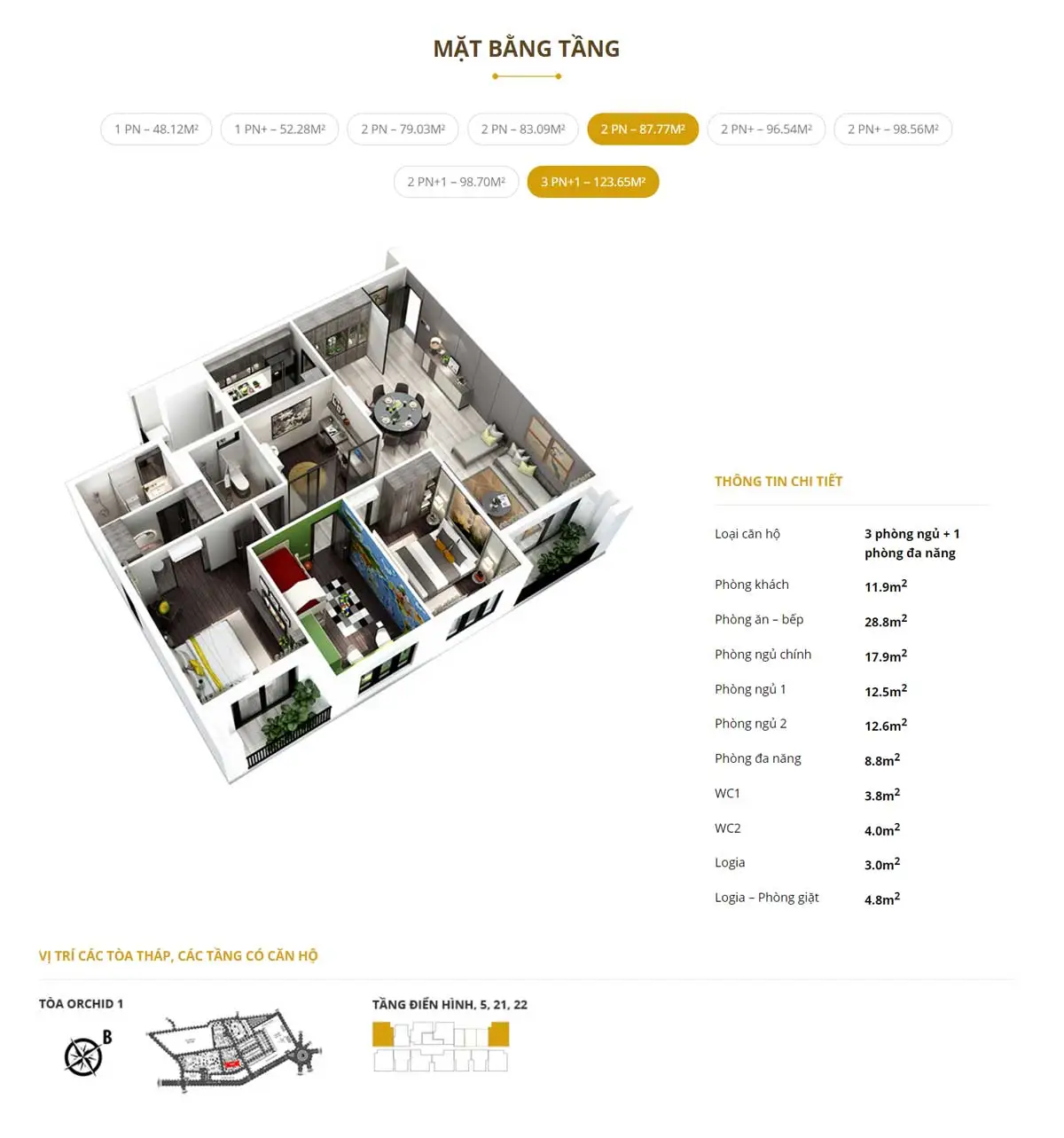 Hà Đô Centrosa Garden Can ho 3 PN1 – 123.65M² Ha Do Centrosa Garden Quan 10 - Hà Đô Centrosa Garden