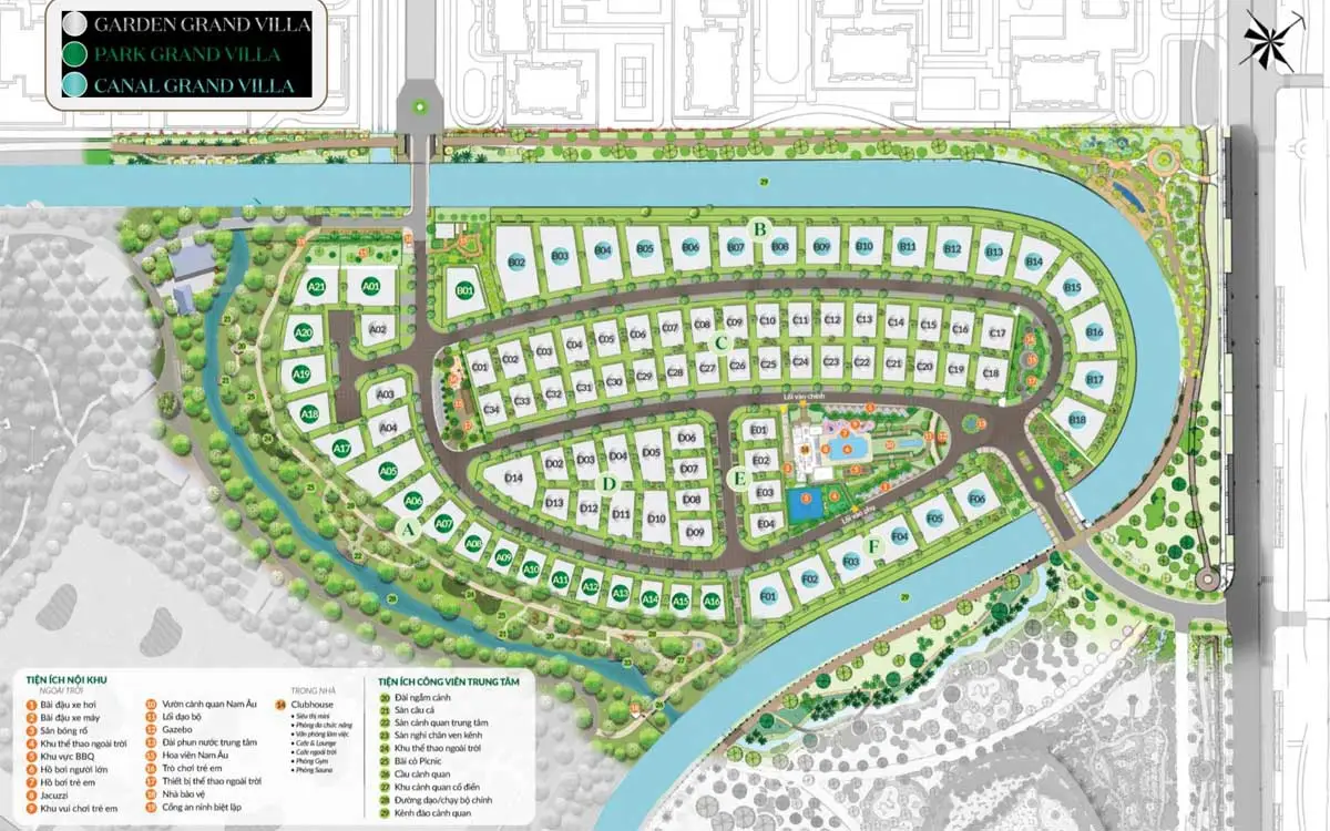 Central Park Villa 6 Mặt bằng Phân khu Central Park Villa