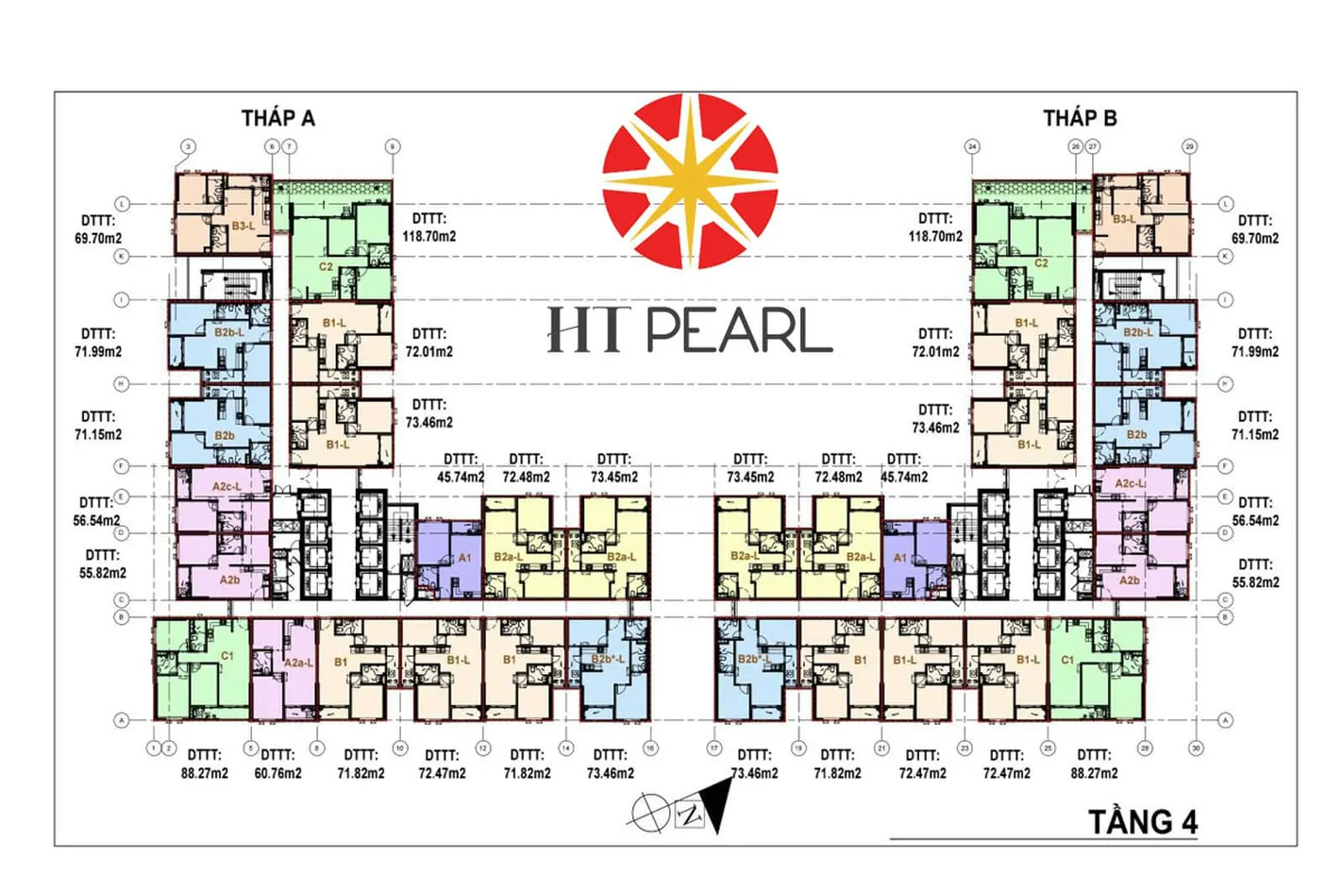 HT Pearl Dĩ An Bình Dương 5 Mặt bằng Tầng 4 Dự án Căn hộ Chung cư HT Pearl Dĩ An Bình Dương