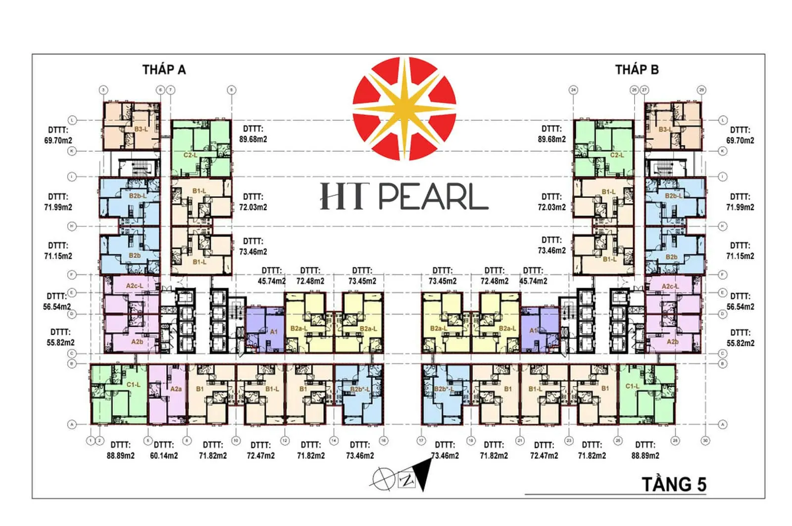 HT Pearl Dĩ An Bình Dương 6 Mặt bằng Tầng 5 Dự án Căn hộ Chung cư HT Pearl Dĩ An Bình Dương