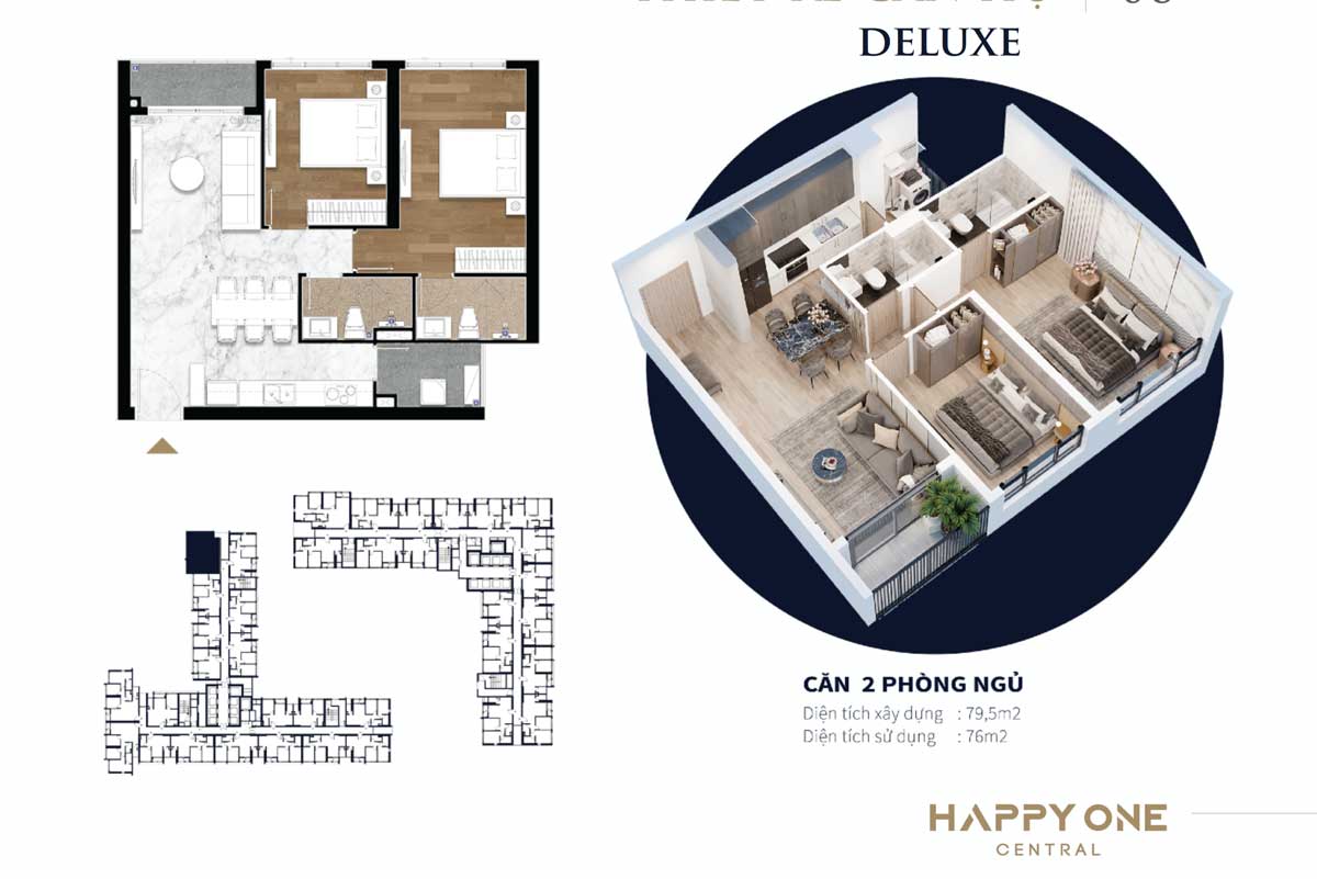 Thiet ke can ho 2 phong ngu duluxe happy one central - DỰ ÁN CĂN HỘ HAPPY ONE CENTRAL BÌNH DƯƠNG