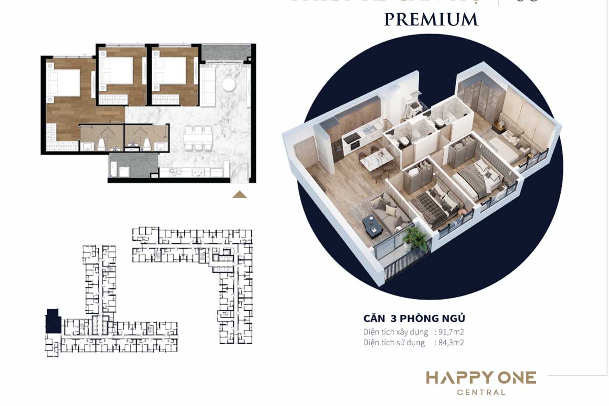 Thiet ke can ho 3 phong ngu premium happy one central - DỰ ÁN CĂN HỘ HAPPY ONE CENTRAL BÌNH DƯƠNG