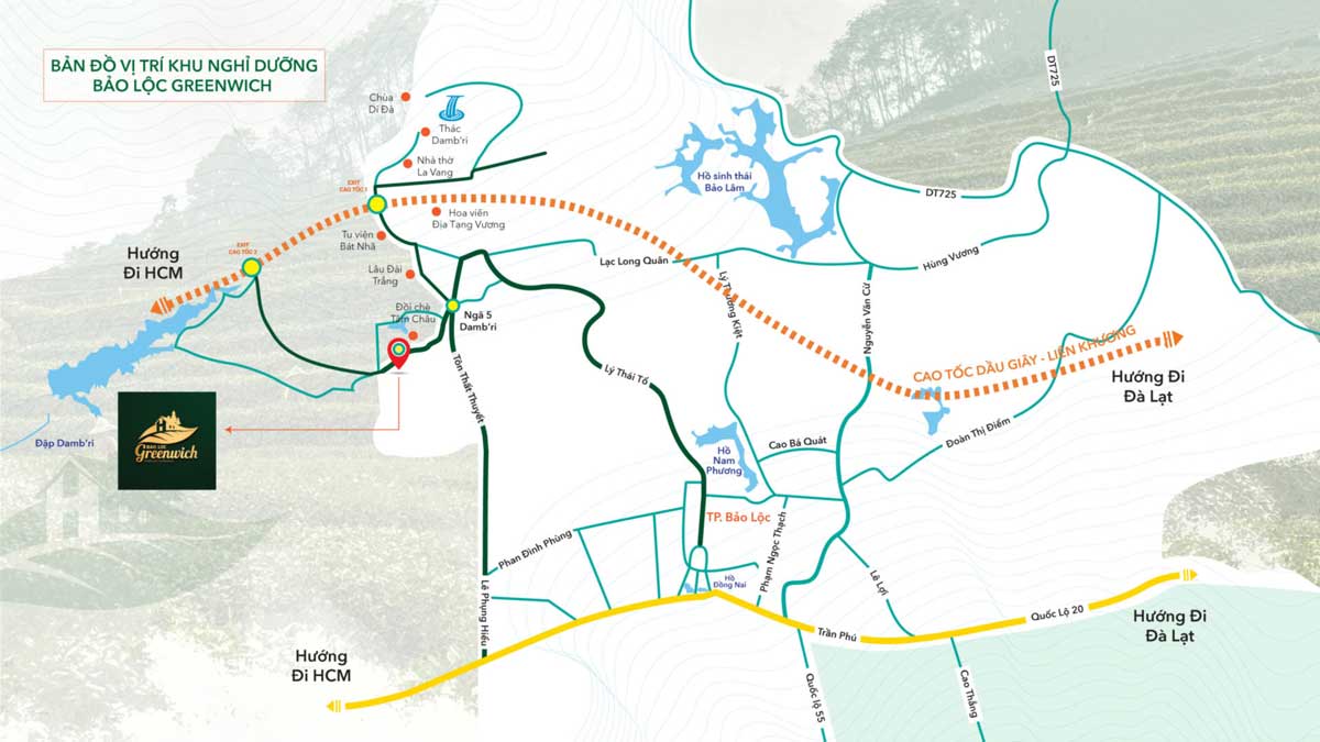 Bản đồ Vị trí Dự án Khu nghĩ dưỡng Bảo Lộc Greenwich