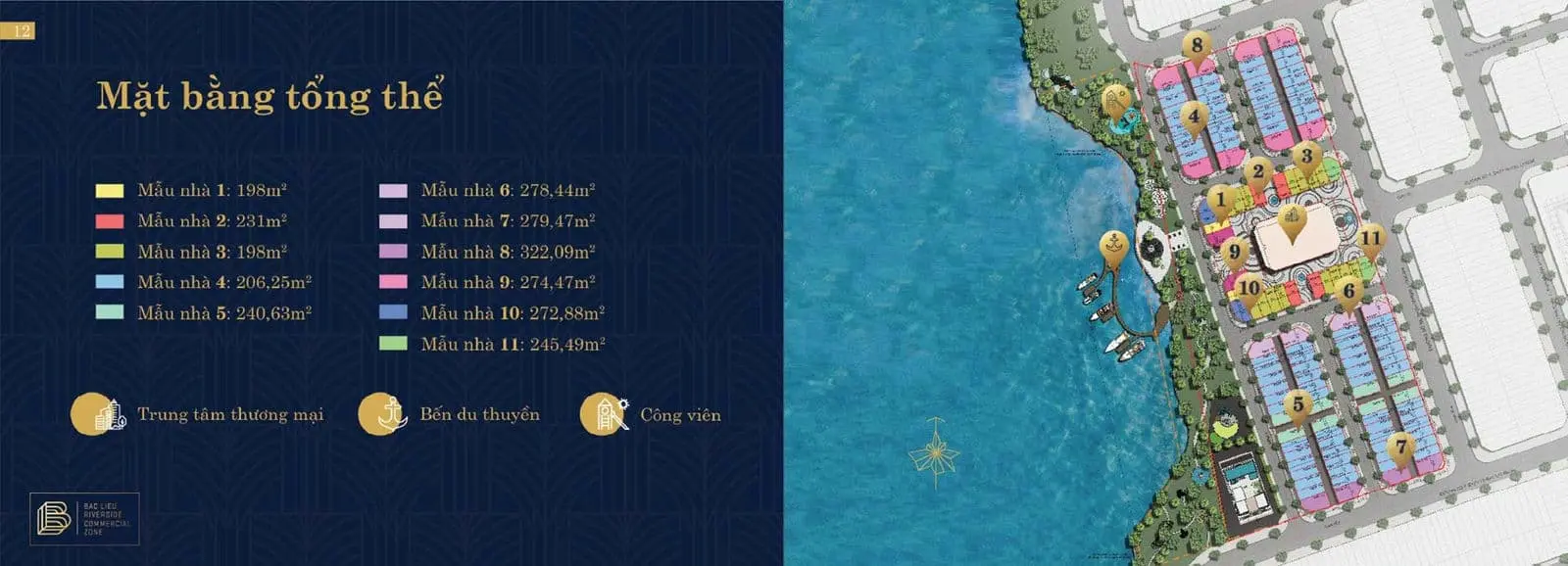 Bạc Liêu Riverside 13 Mặt bằng Tổng thể Dự án Bac Lieu Riverside Commercial Zone
