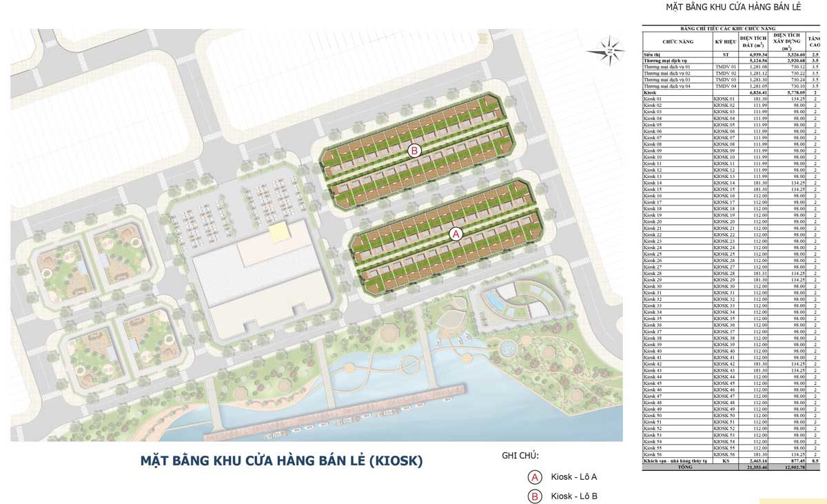 Mặt bằng Khu cửa hàng bán lẻ Dự án Bac Lieu Riverside Commercial Zone