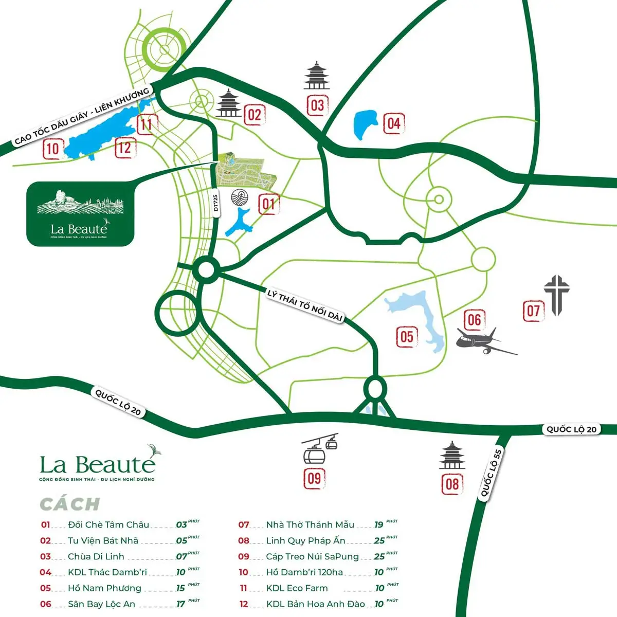 LA BEAUTE’ BẢO LỘC 3 Vị trí Vị trí Khu Cộng đồng sinh thái - Du lịch - Nghỉ dưỡng La Beauté