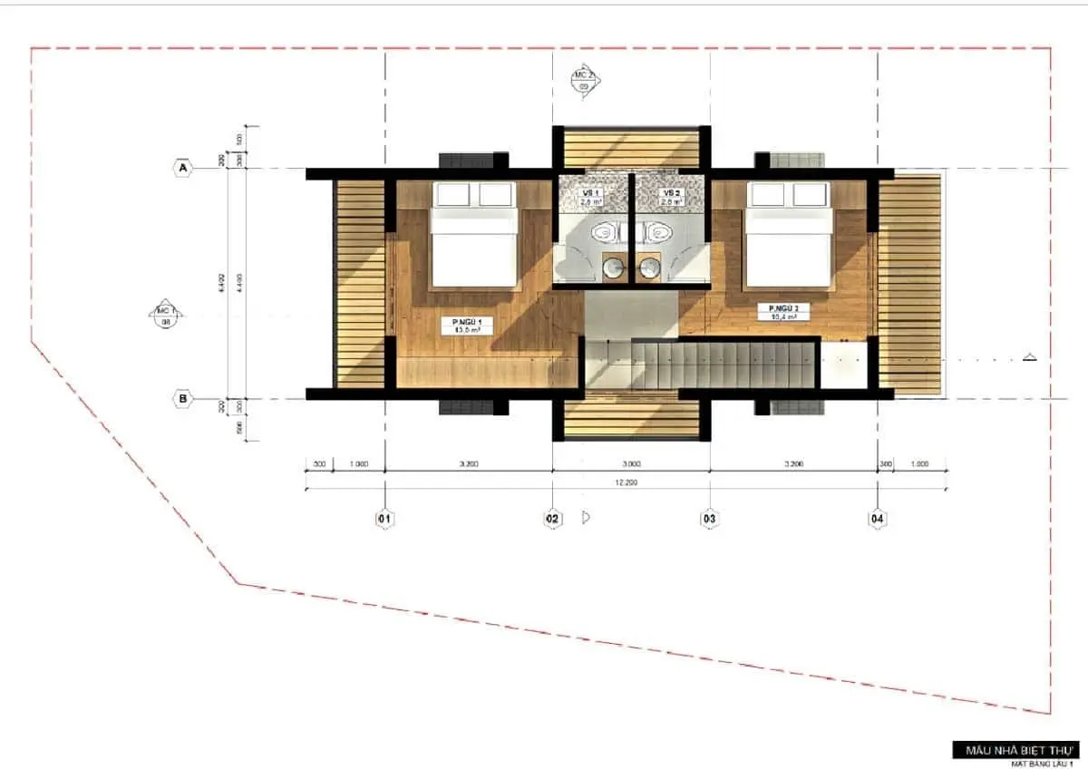 LA BEAUTE’ BẢO LỘC 8 Thiết kế tầng 1 Biệt thự Vườn La Beauté Bảo Lộc Lâm Đồng