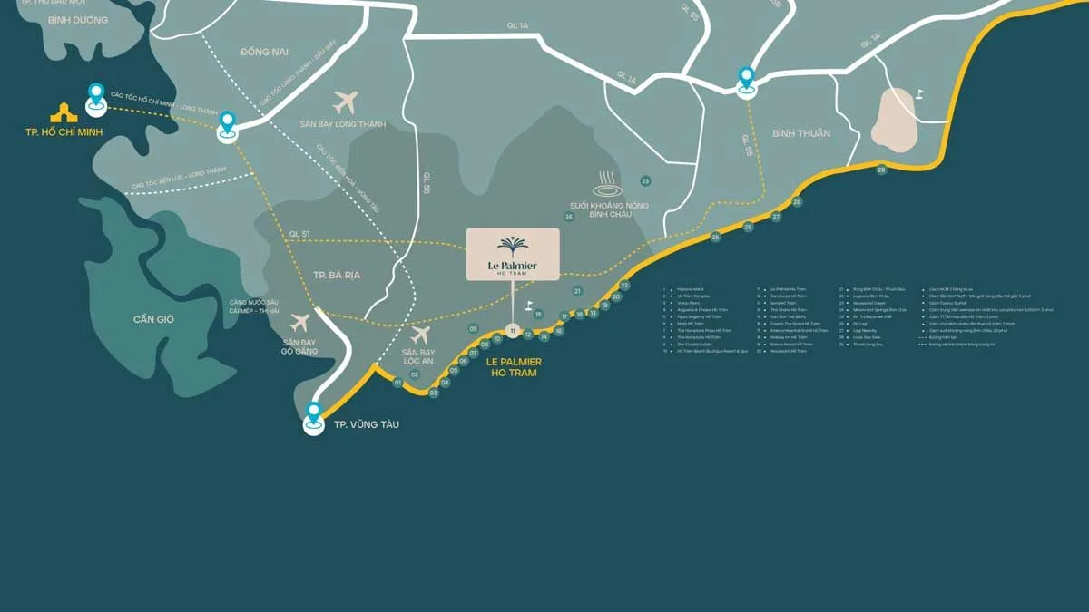 Le Palmier Hồ Tràm 2 Vị trí dự án Le Palmier Hồ Tràm