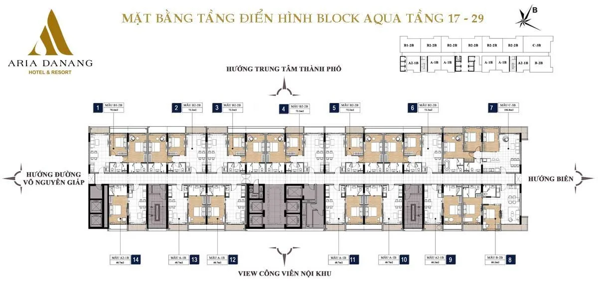ARIA ĐÀ NẴNG 24 Mặt bằng tầng 17-29 Block Aqua Căn hộ Aria Đà Nẵng Hotel & Resort