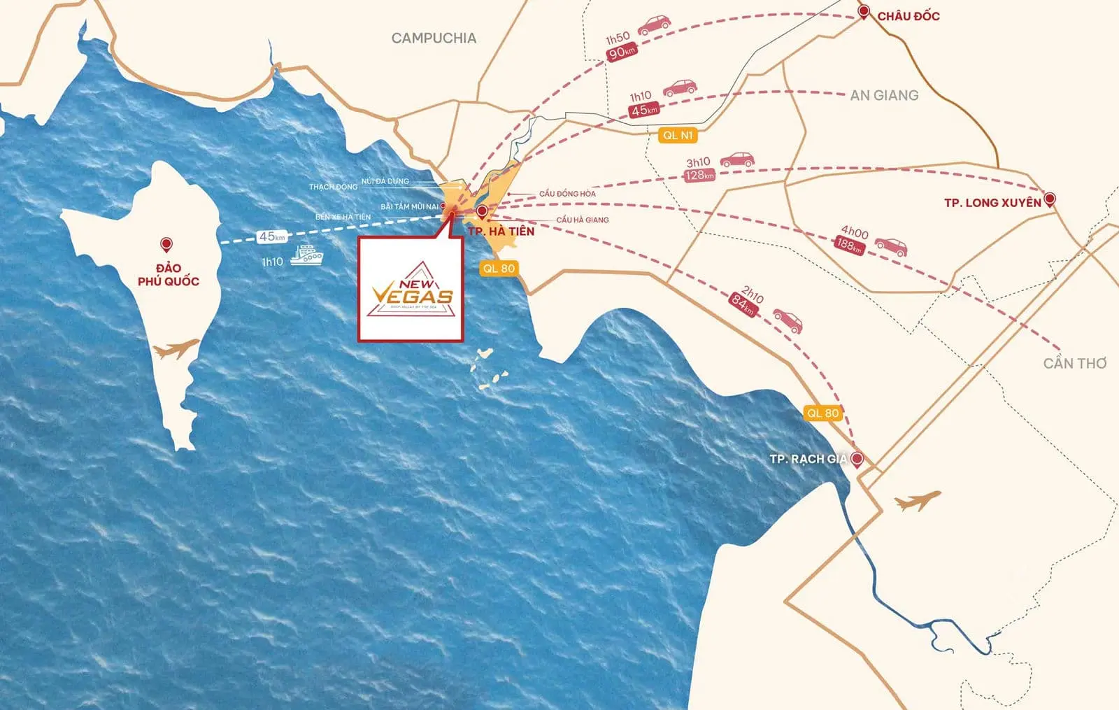 New Vegas Hà Tiên 3 Vị trí liên kết vùng Dự án New Vegas Hà Tiên