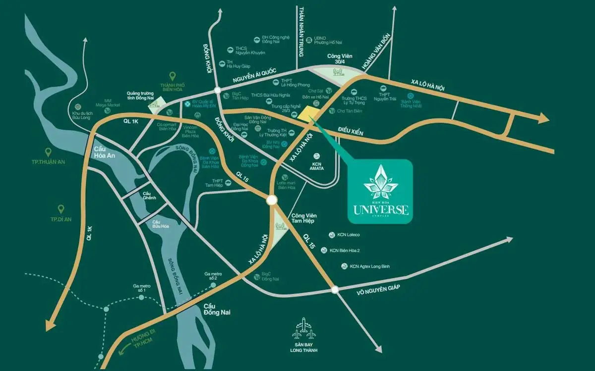 Biên Hòa Universe Complex 3 Vị trí Dự án Căn hộ Biên Hòa Universe Complex