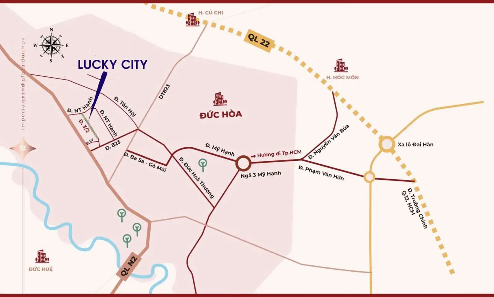 Lucky City 2 Vị trí Dự án Khu đô thị Lucky City Đức Hòa Long An