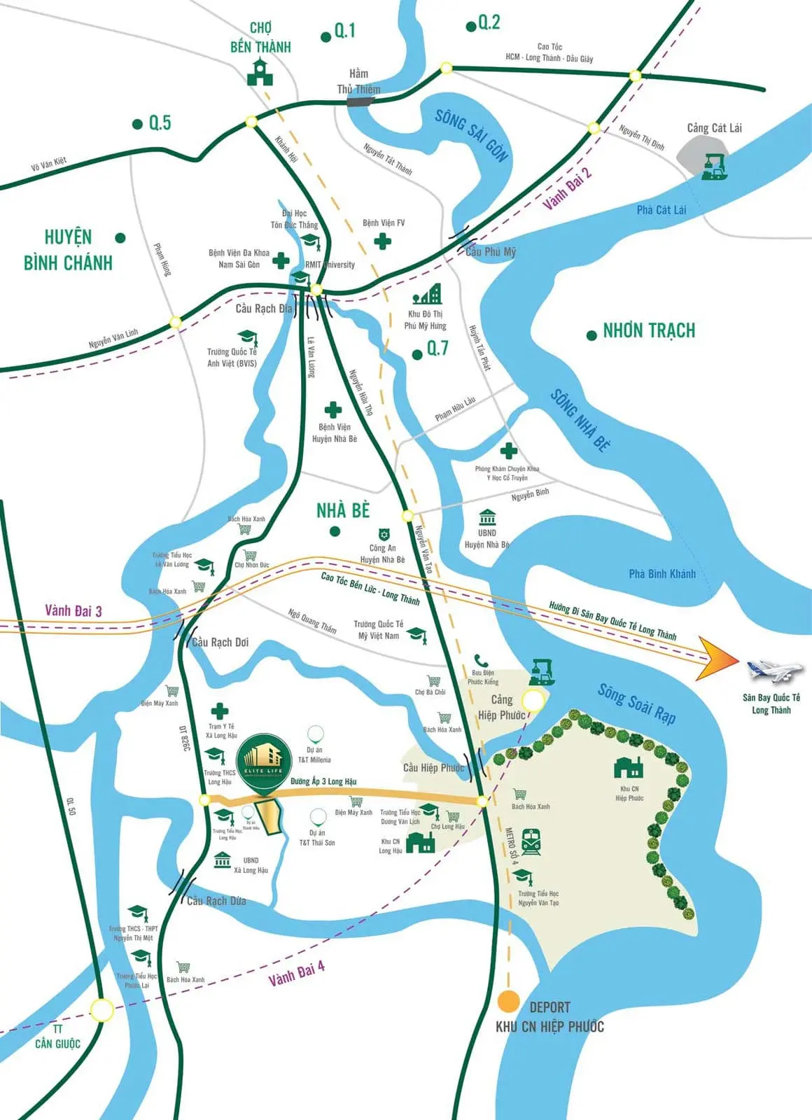 Elite Life Long Hậu 4 Sơ đồ Vị trí Dự án Nhà phố Elite Life Long Hậu Long An