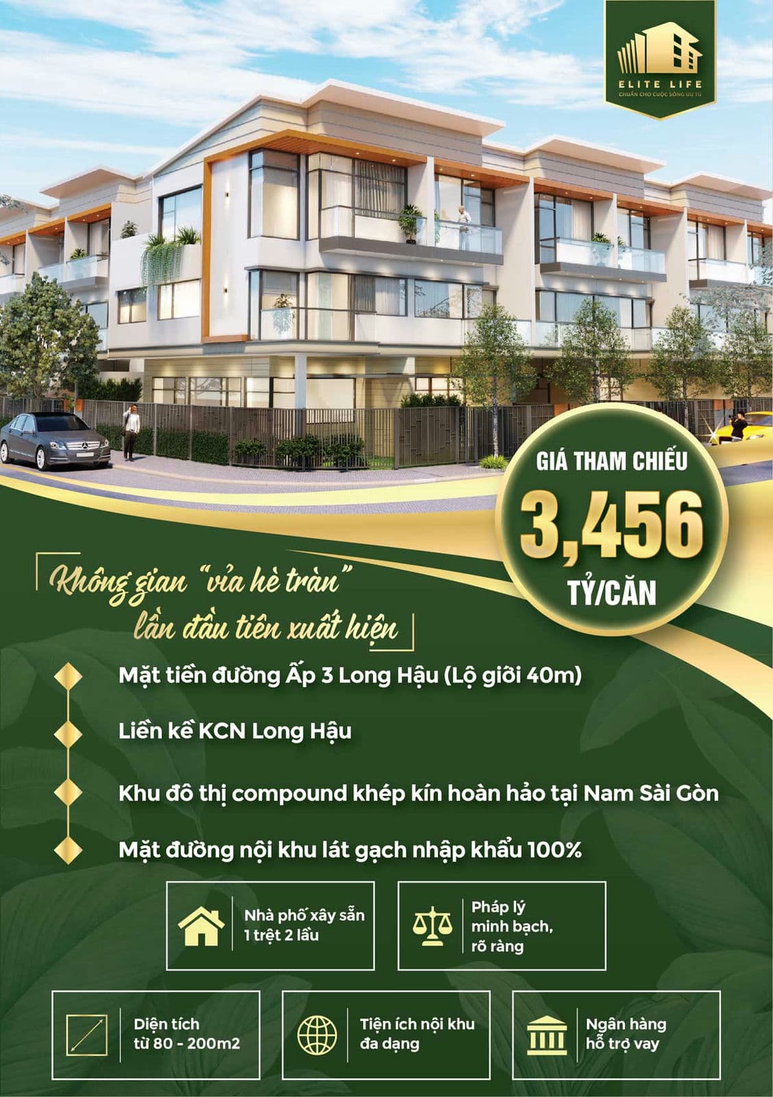 Giá nhà phố Elite Life Long Hậu Long An