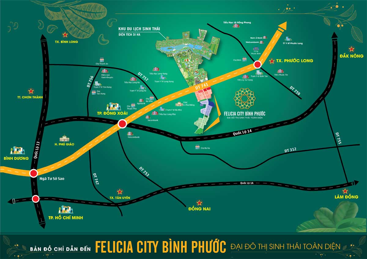 Bản đồ Vị trí Dự án Felicia City Bình Phước