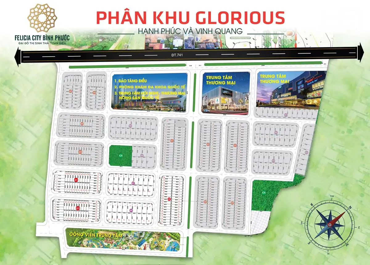 FELICIA CITY BÌNH PHƯỚC 12 Mặt bằng phân khu Glorious Dự án Felicia City Bình Phước