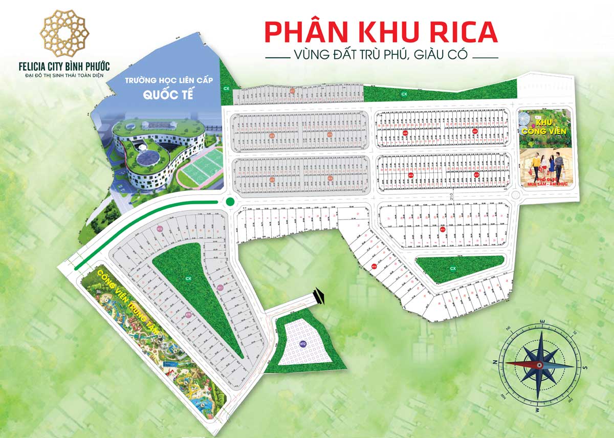 Mặt bằng phân khu Rica Dự án Felicia City Bình Phước