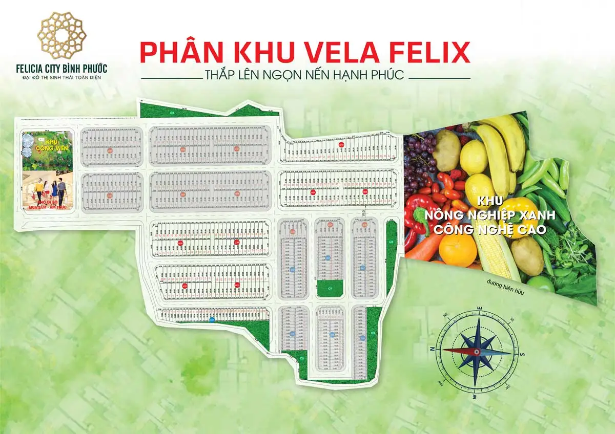 FELICIA CITY BÌNH PHƯỚC 14 Mặt bằng phân khu Vela Felix Dự án Felicia City Bình Phước