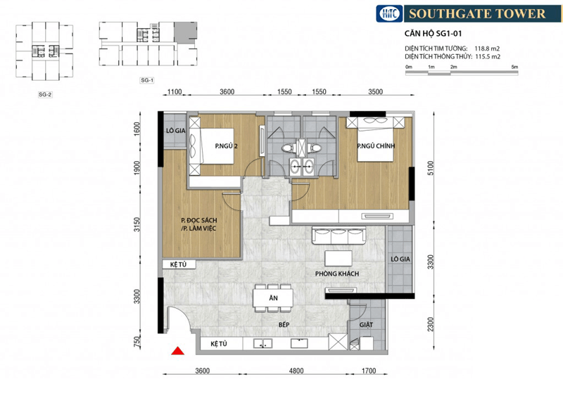 Thiết kế Căn hộ 3 phòng ngủ South Gate Tower Quận 7