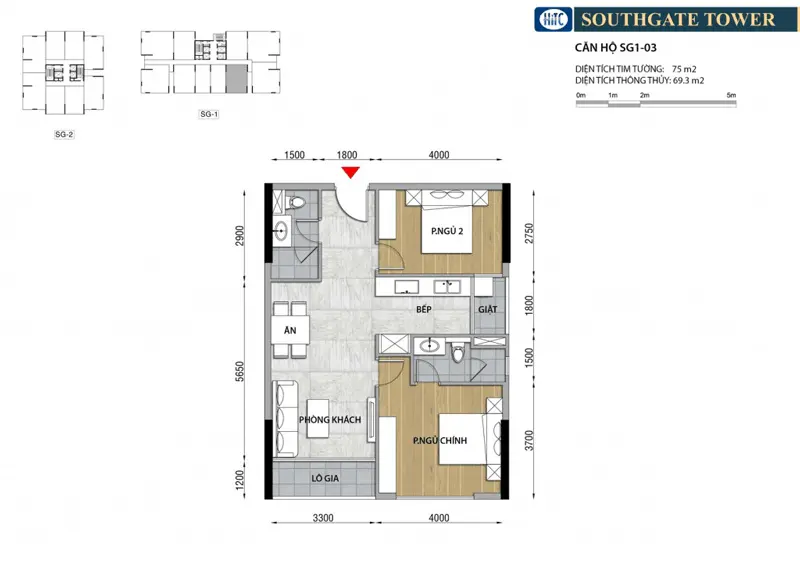 SOUTHGATE TOWER QUẬN 7 8 Thiết kế Căn hộ 2 phòng ngủ South Gate Tower Quận 7