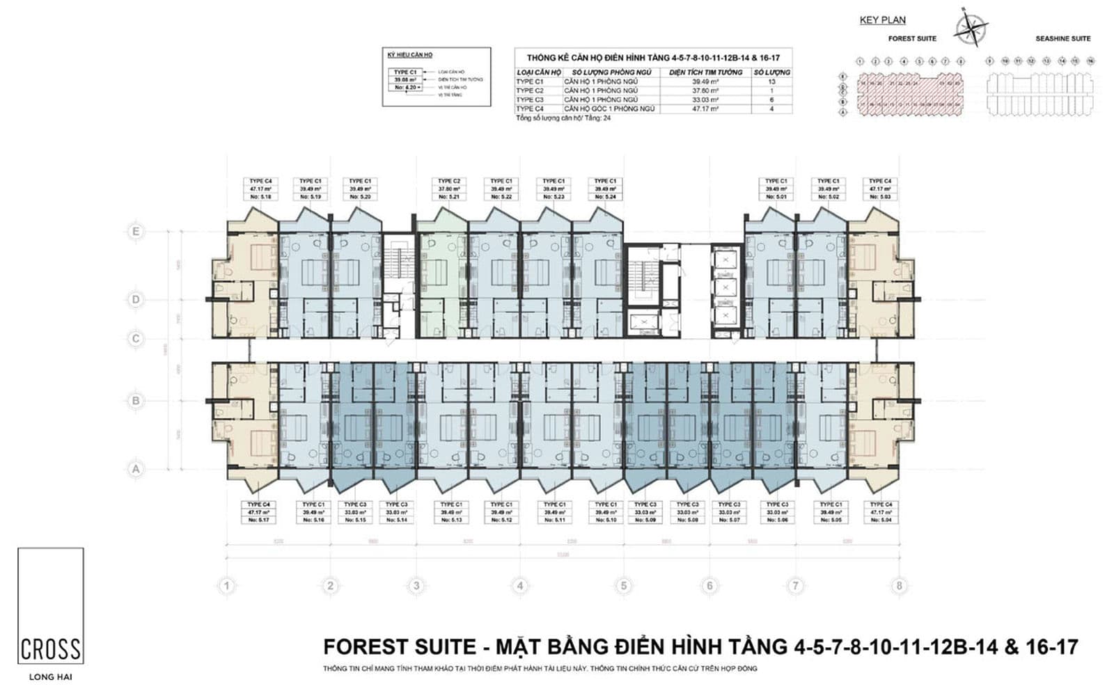 Mặt bằng Tầng điển hình Căn hộ Cross Long Hải