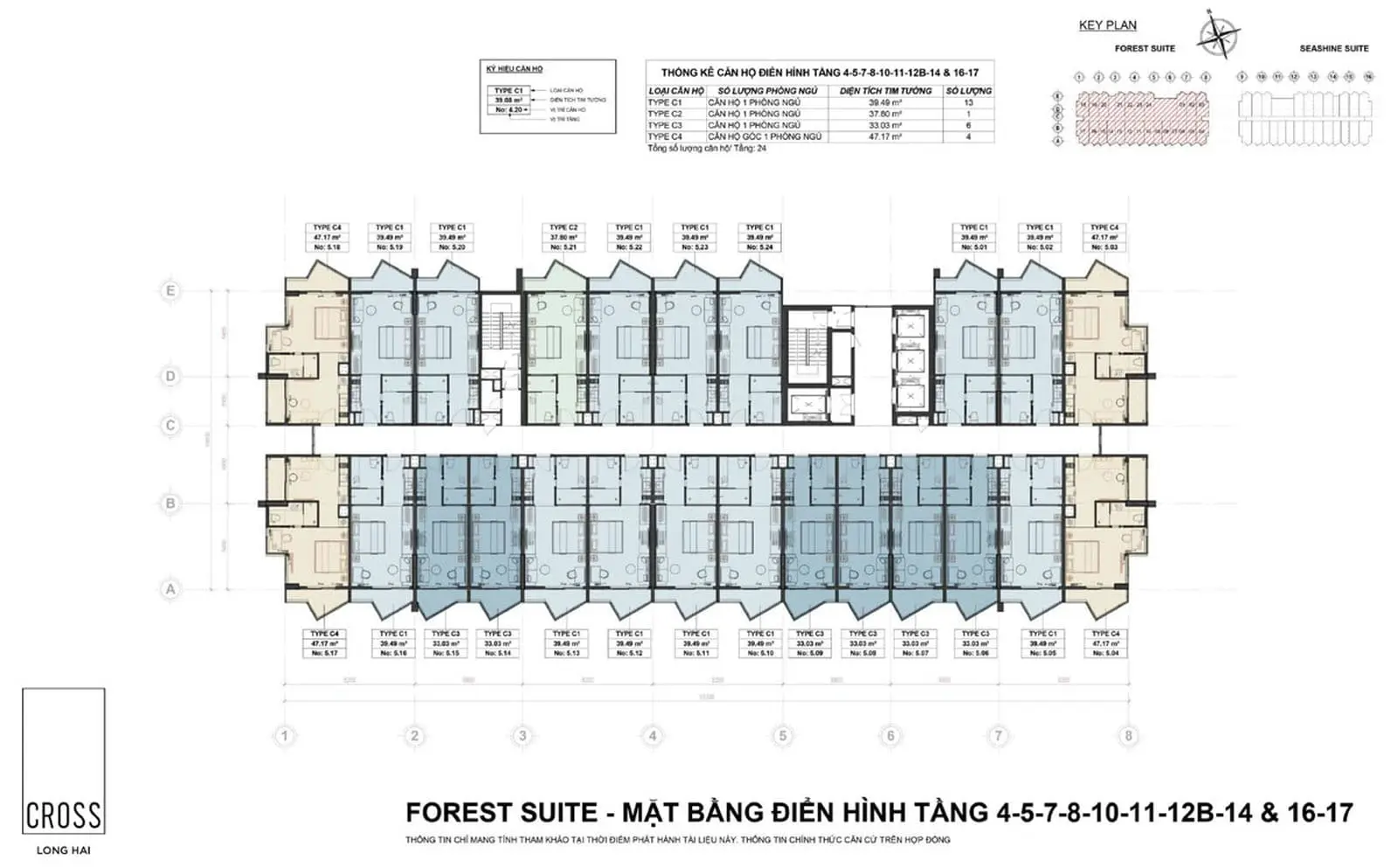 Cross Long Hải 14 Mặt bằng Tầng điển hình Căn hộ Cross Long Hải