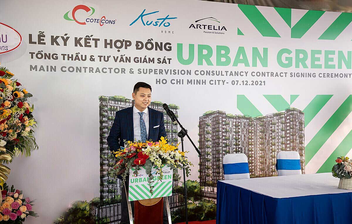 Ông Sergey Nam, Tổng giám đốc Kusto Home phát biểu tại sự kiện Lễ khởi công dự án Urban Green