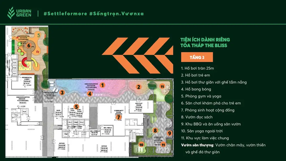 Urban Green 12 Tiện ích dành riêng cho Tháp The Bliss Urban Green Thủ Đức