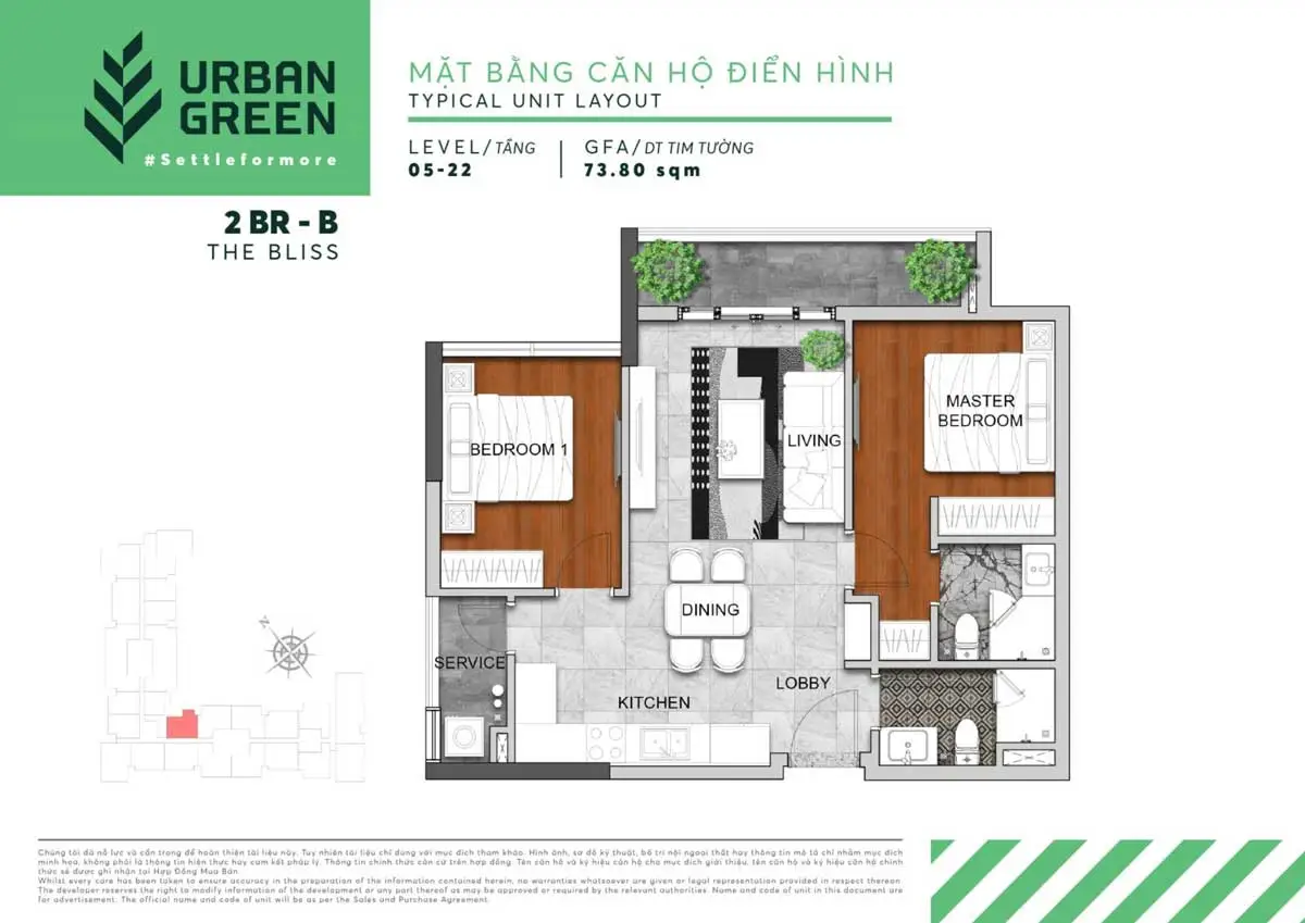 Urban Green ban thiet ke can ho 2PN urban green thu duc - Urban Green