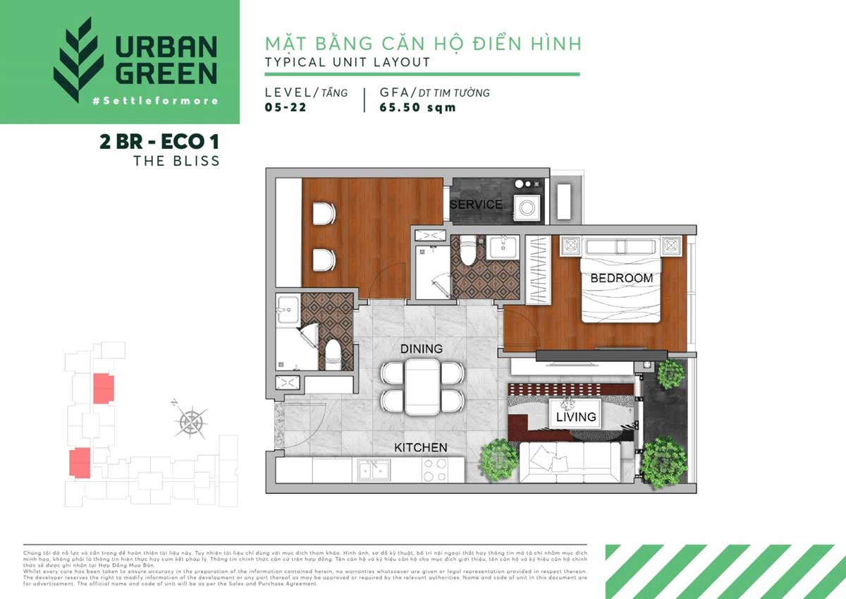 can ho 2PN urban green thu duc - Urban Green