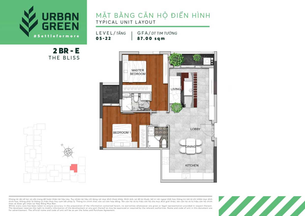 thiet ke can ho 2PN urban green - Urban Green