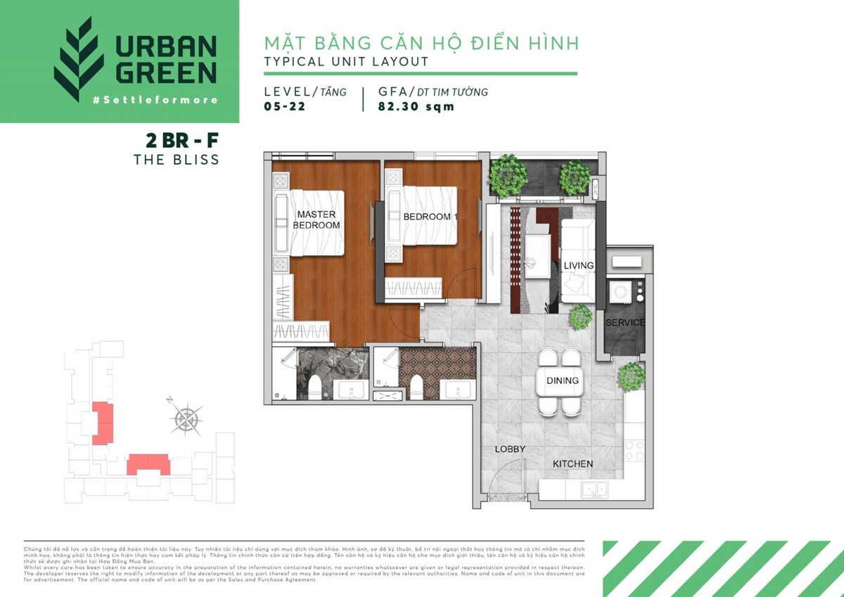 thiet ke can ho 2 phong ngu urban green - Urban Green