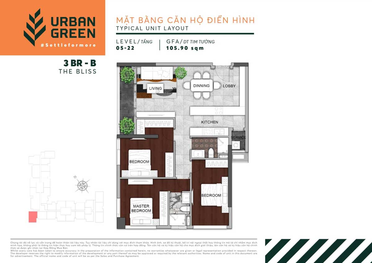 thiet ke can ho 3PN urban green - Urban Green