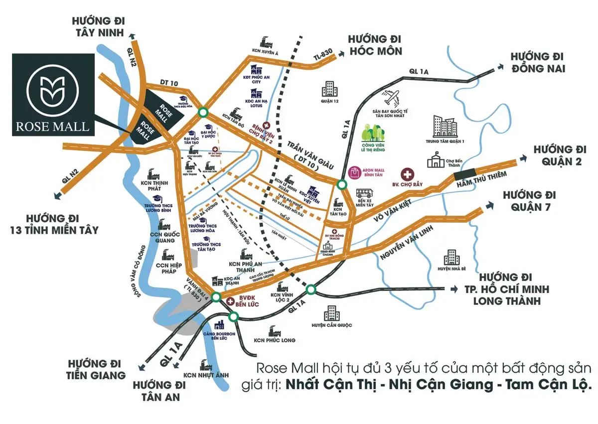 Rose Mall Long An 3 Vị trí Dự án Khu đô thị Rose Mall Long An