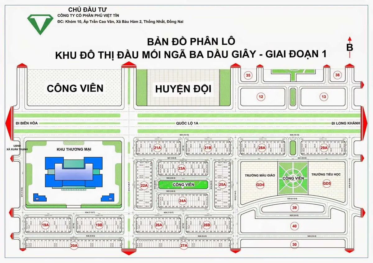 Dầu Giây Center City 4 Mặt bằng Dự án Dầu Giây Center City