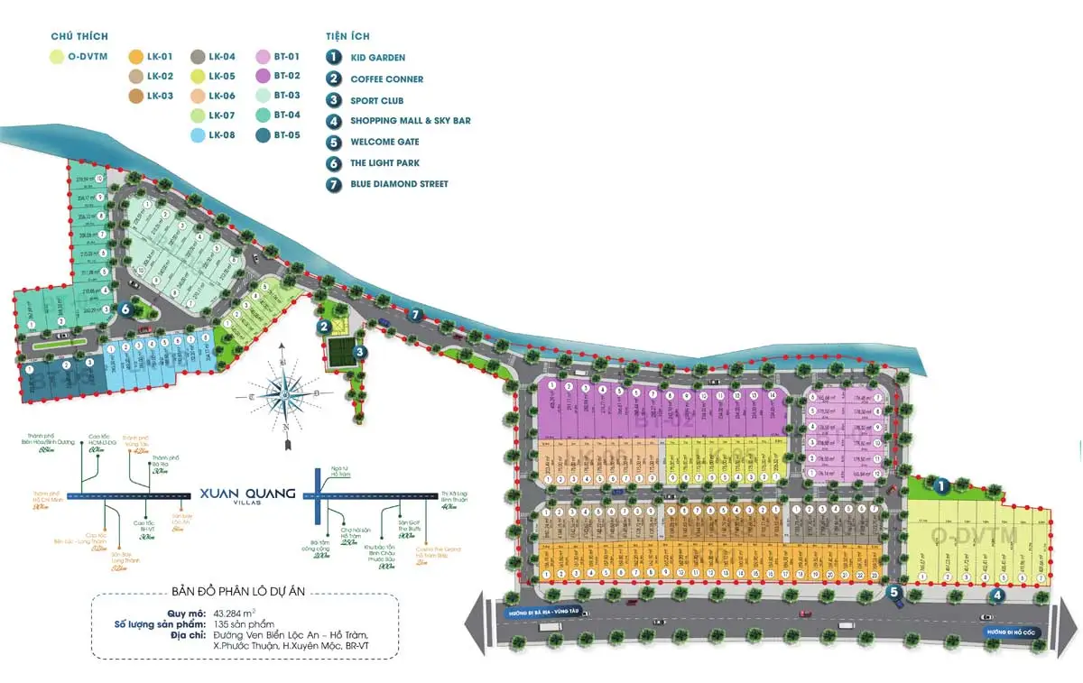 Xuân Quang Villas Hồ Tràm 12 Mặt bằng Phân lô Dự án Xuân Quang Villas Hồ Tràm
