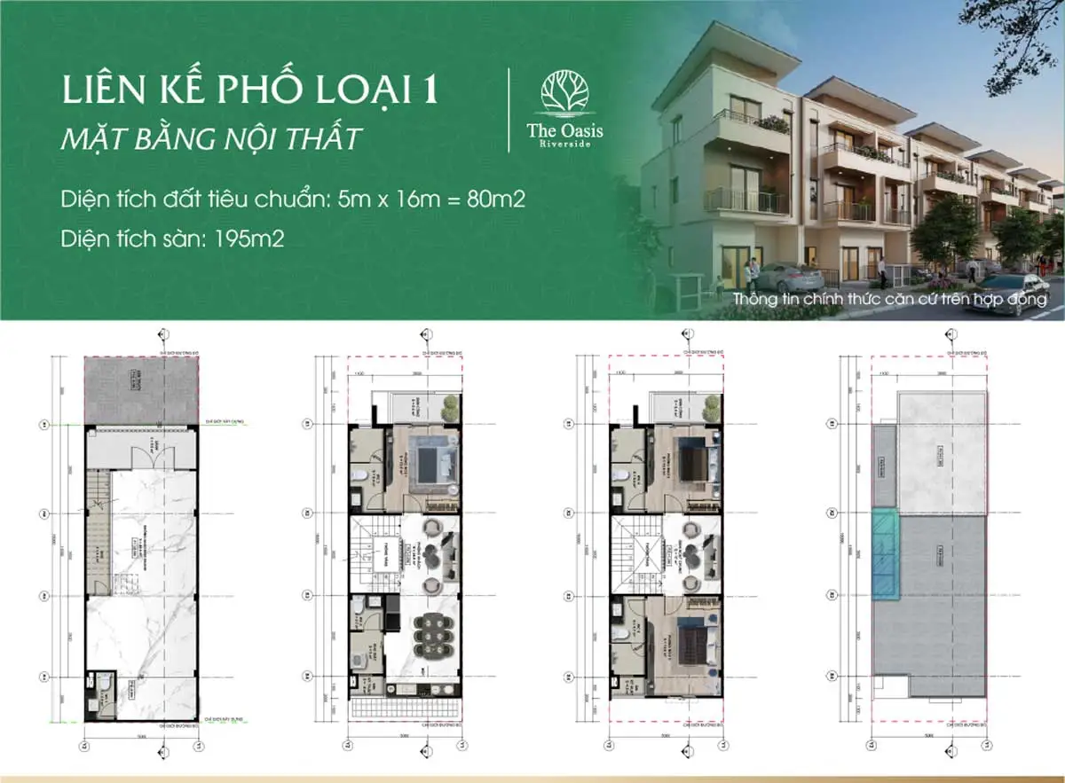 The Oasis Riverside 9 Thiết kế Nhà phố liên kế The Oasis Riverside Bình Dương