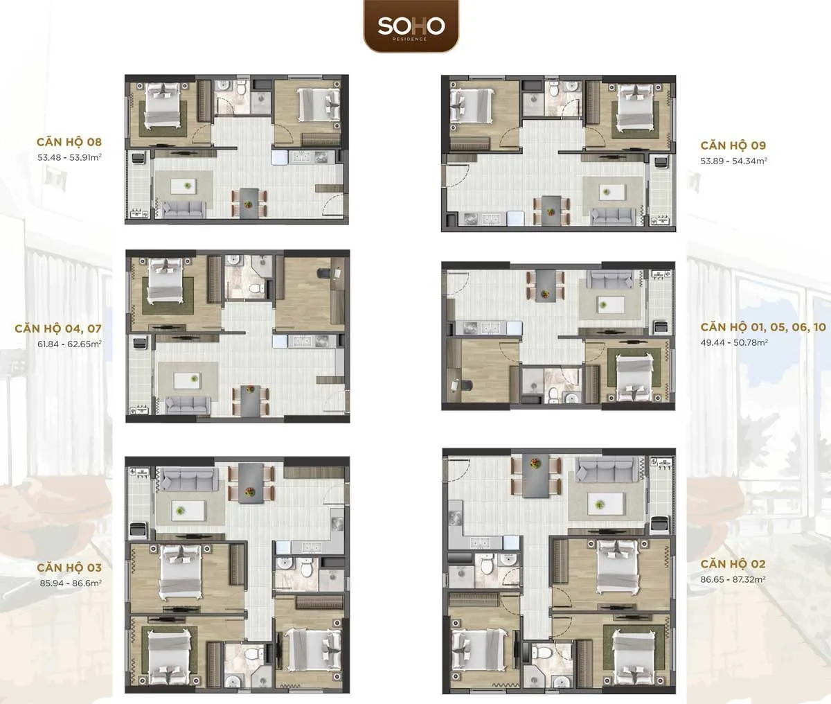 SOHO RESIDENCE QUẬN 1 11 Thiết kế Căn hộ Soho Residence Novaland Cô Giang Quận 1