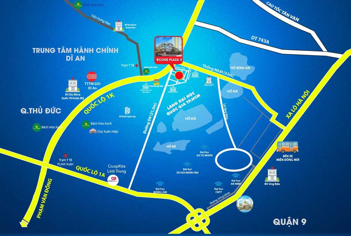 Bcons Plaza 3 Vị trí Dự án Nhà phố Bcons Plaza Dĩ An Bình Dương