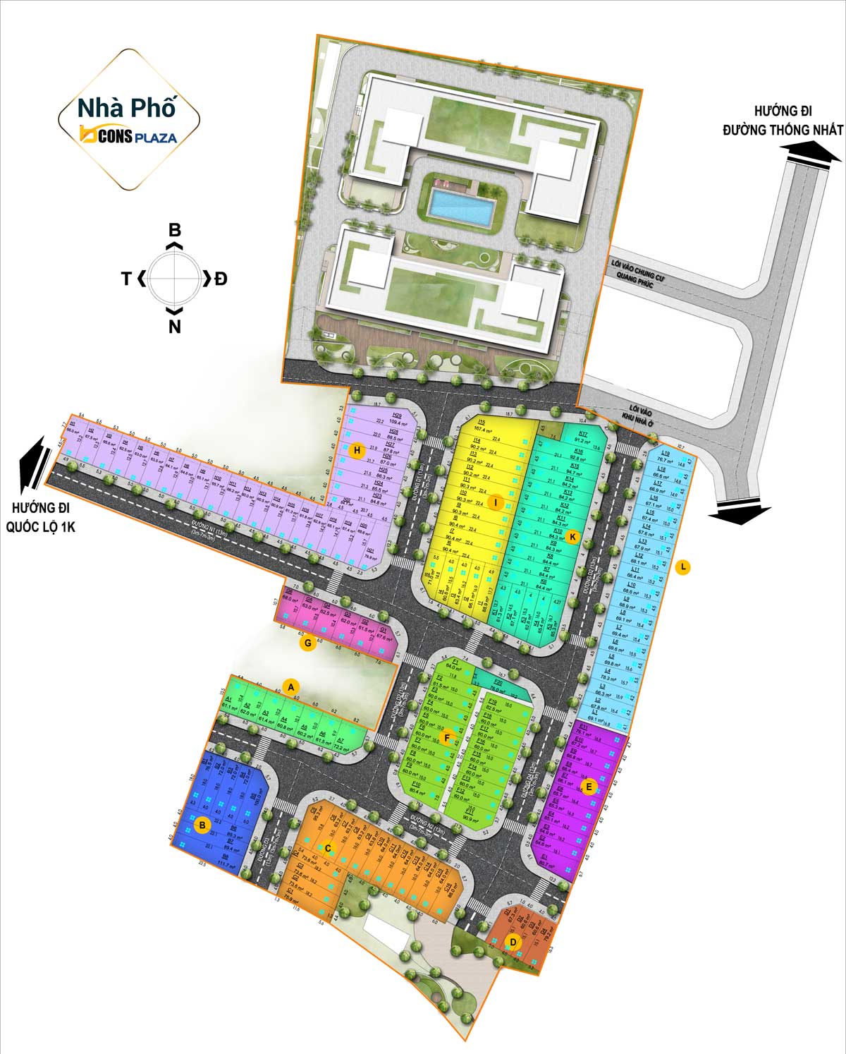 Mặt bằng Tổng thể Dự án Bcons Plaza Dĩ An Bình Dương