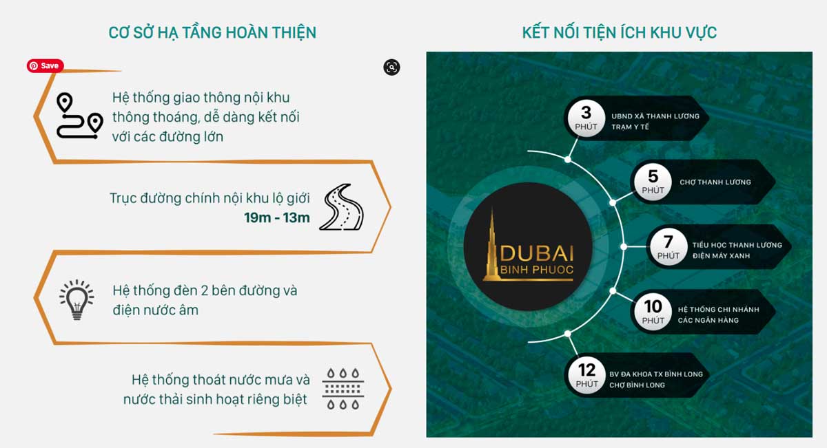 Tiện ích liên kết vùng Khu dân cư Dubai Bình Phước