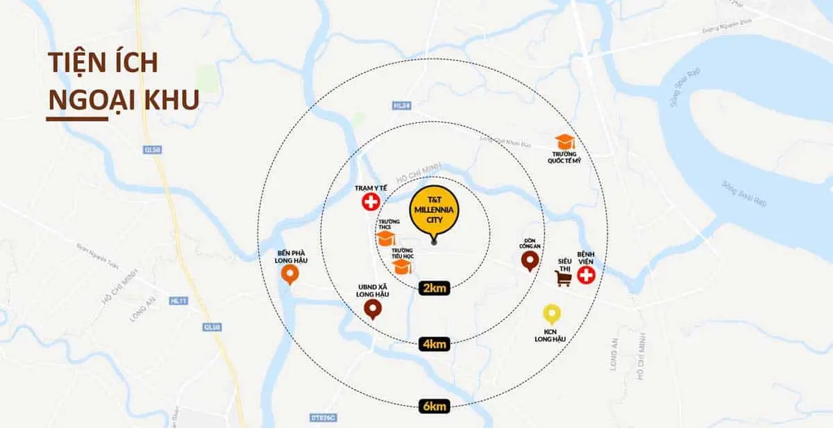 T&T MILLENNIA CITY 4 Hệ thống Tiện ích ngoại khu Dự án Khu đô thị T&T Millennia City Long Hậu